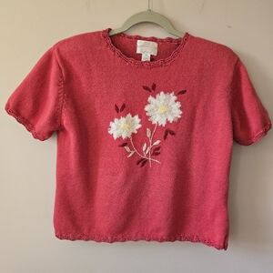 Vintage 2003 Christopher & Banks Embroidered Floral Knit Top - M